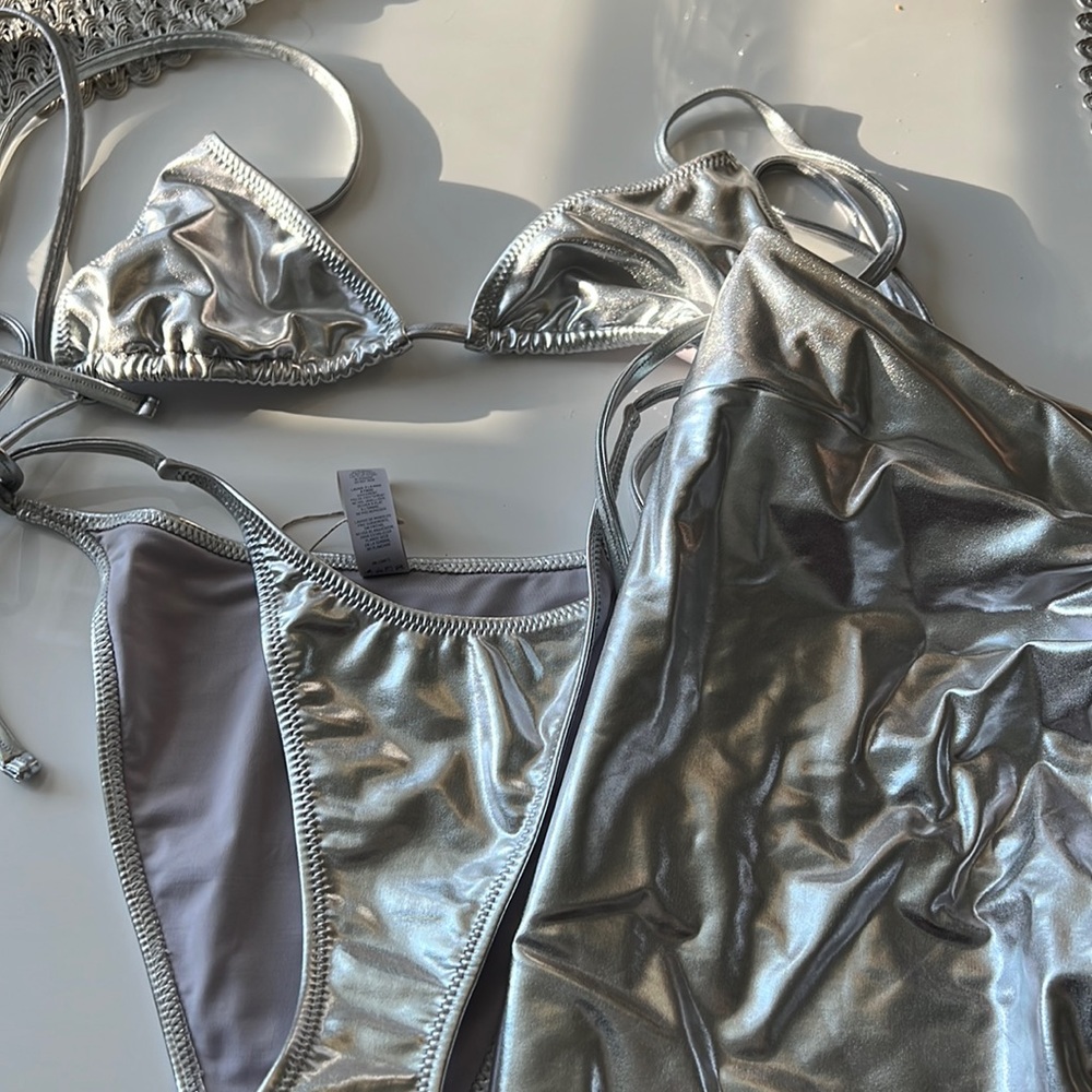 Skims metallic silver bikini set